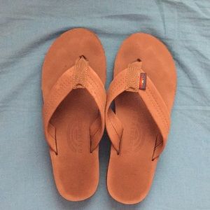 Double layer widestrap rainbow flip flops